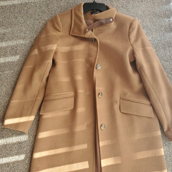 Ralph Lauren Brown Wool Long Coat With Collar - Picture 2 of 3
